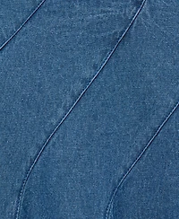 Mango Women's Stitching Detail Denim Midi Skirt