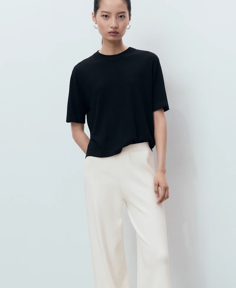 Mango Women's Contrasting Low-Rise Knitted Pants