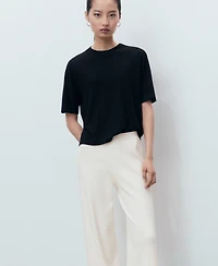 Mango Women's Contrasting Low-Rise Knitted Pants