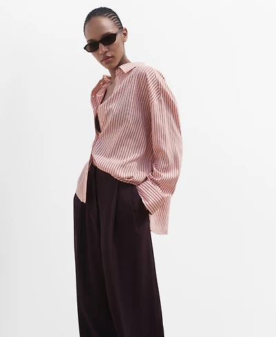 Mango Women's Oversize Striped Shirt