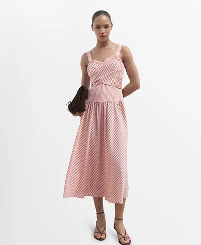 Mango Women's Striped Wrap Dress