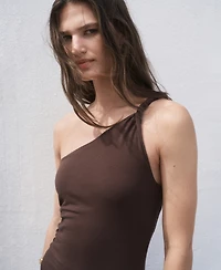 Mango Women's Gathered Strap Asymmetrical Dress