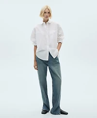 Mango Women's Decorative Button Cotton Shirt