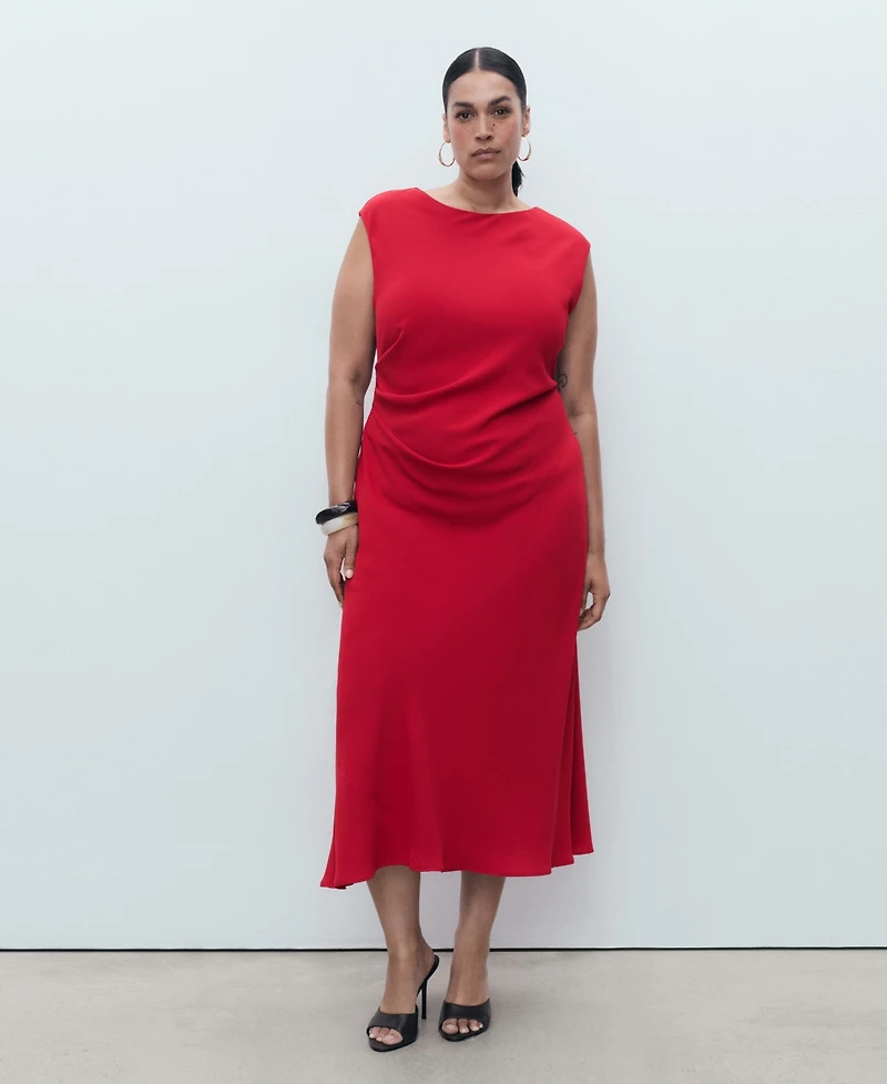 Mango Women's Ruched Midi Dress