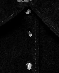 Mango Women's Buttons Suede Leather Jacket