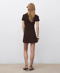 Mango Women's Perkins-Neck Knitted Dress
