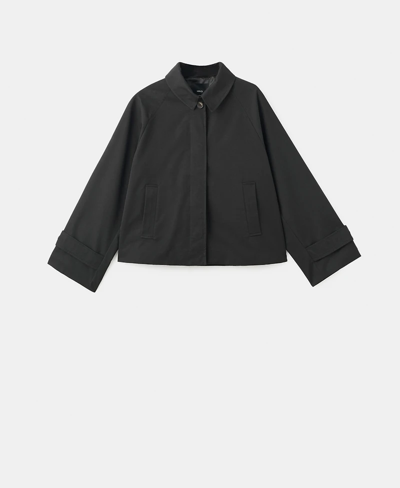 Mango Women's Epaulettes Detail Short Oversized Trench Coat