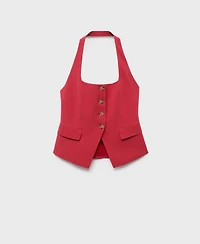 Mango Women's Linen-Blend Suit Vest
