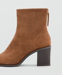Mango Women's Block Heel Suede Leather Ankle Boots