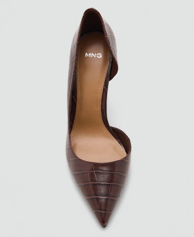 Mango Women's Croc-Effect Heeled Shoes