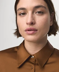 Mango Women's Satin Finish Flowy Shirt