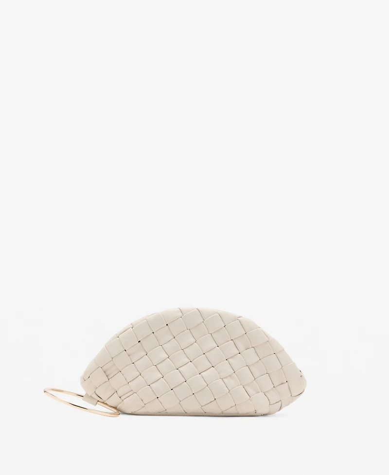 Mango Women's Braided Leather Clutch Bag