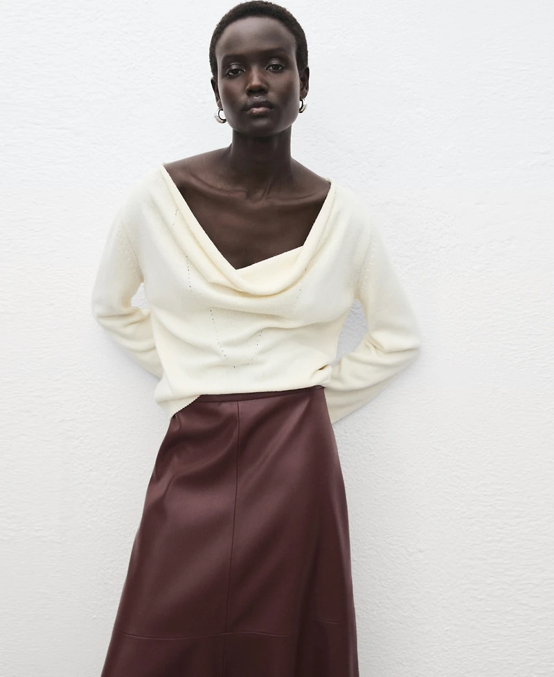 Mango Women's Leather-Effect Midi Skirt