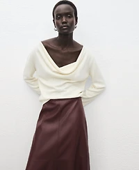 Mango Women's Leather-Effect Midi Skirt