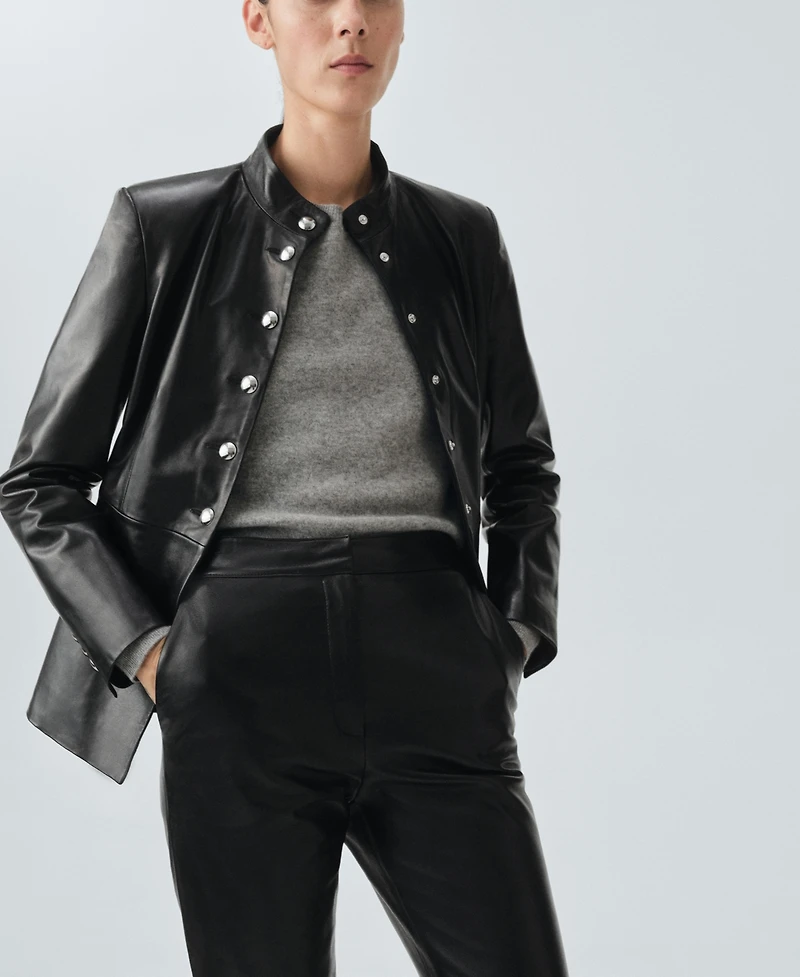Mango Women's Leather Flare Pants