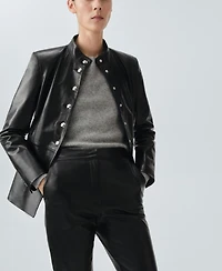 Mango Women's Leather Flare Pants