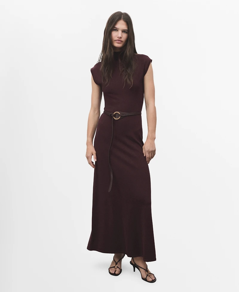 Mango Women's Perkins-Neck Knitted Dress