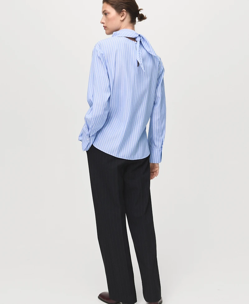 Mango Women's Handkerchief Detail Striped Blouse