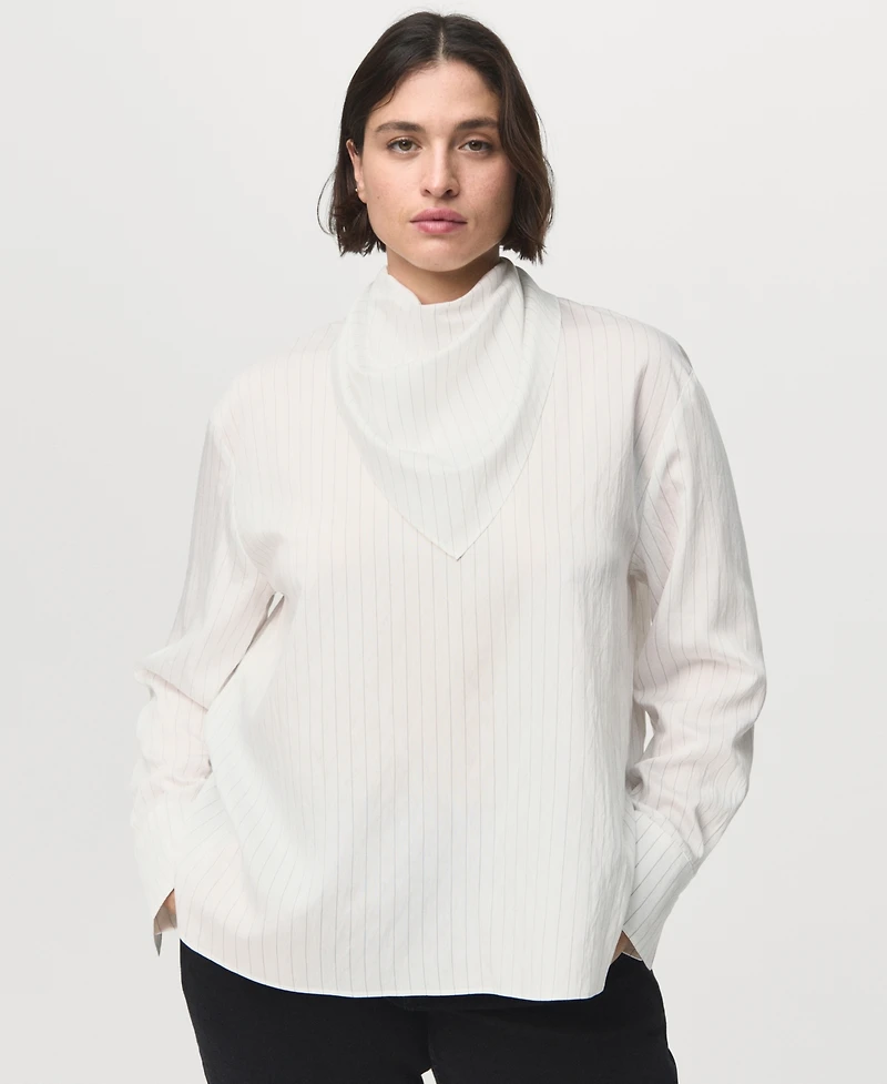 Mango Women's Handkerchief Detail Striped Blouse