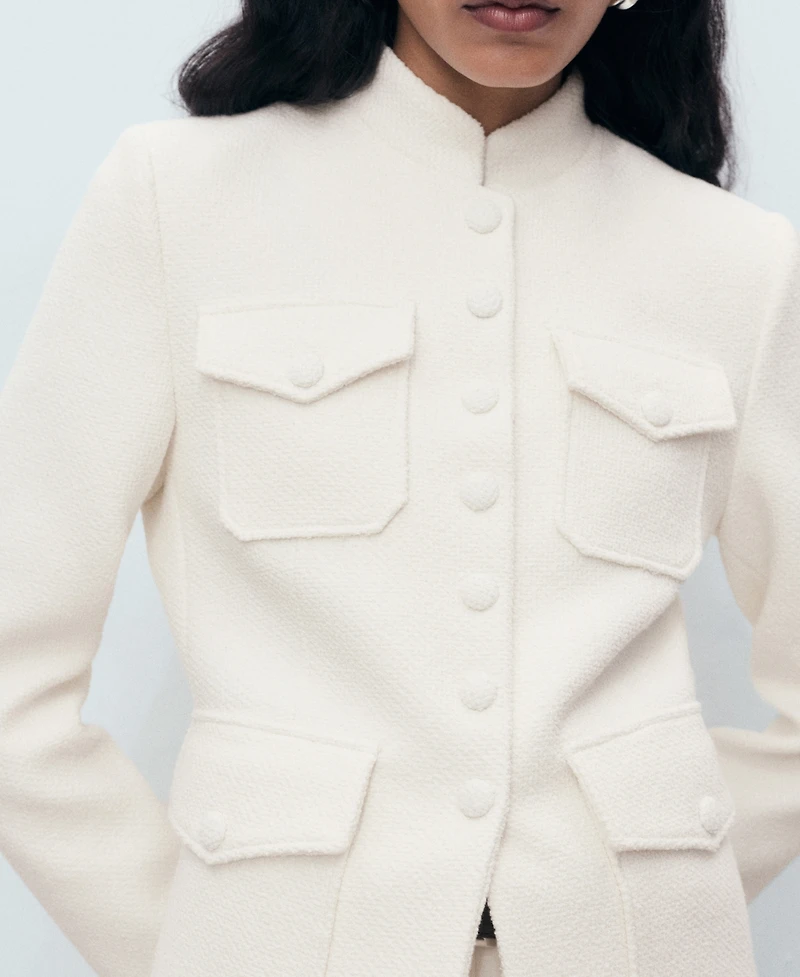 Mango Women's Pockets Boucle Jacket