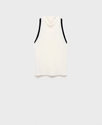 Mango Women's Contrast Trim Draped Collar Blouse
