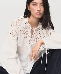 Mango Women's Bows Detail Embroidered Blouse