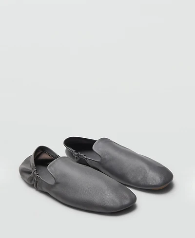 Mango Women's Leather Gathered Shoes