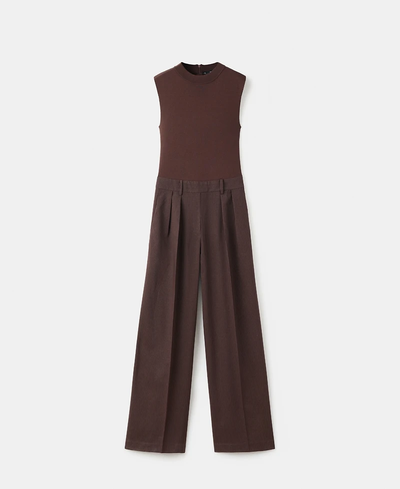 Mango Women's Combined Design Pinstripe Jumpsuit