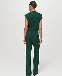 Mango Women's Draped Neckline Straight-Fit Jumpsuit