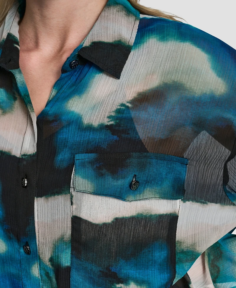 Dkny Women's Printed Long Sleeve Shirt