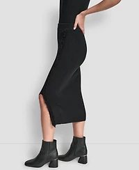 Dkny Women's Fringe Detail Bodycon Midi Sweater Skirt