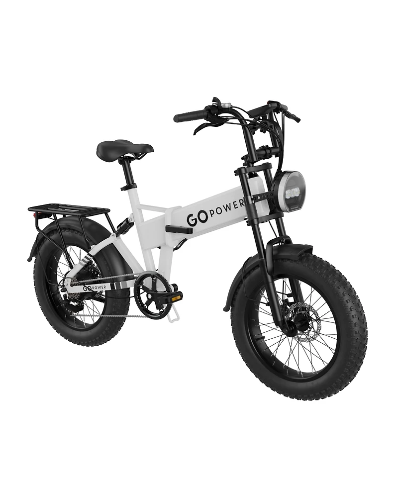 GoPowerBike GoExplore Electric Bike | Foldable Comfortable E-Bike with Hidden Battery | 500W Hub Motor | 20” Rubber Tires | Disc Brakes | Front