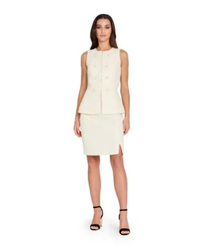 Tahari Asl Womens Collarless Cropped Boucle Vest Boucle Pencil Skirt