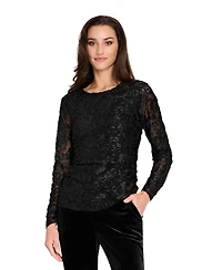 Tahari Asl Women's Burnout Long Sleeves Top