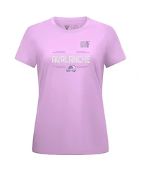 Levelwear Women's Cale Makar Lavender Colorado Avalanche Hockey Fights Cancer Anthem Name Number T-Shirt
