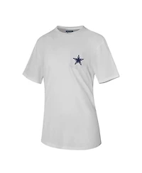 Lauren James Women's White Dallas Cowboys How Bout Boots Pocket T-Shirt