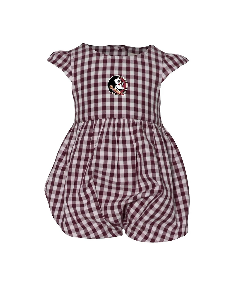 Garb Baby Boys and Girls Garnet Florida State Seminoles Cara Gingham Ruffled Bodysuit