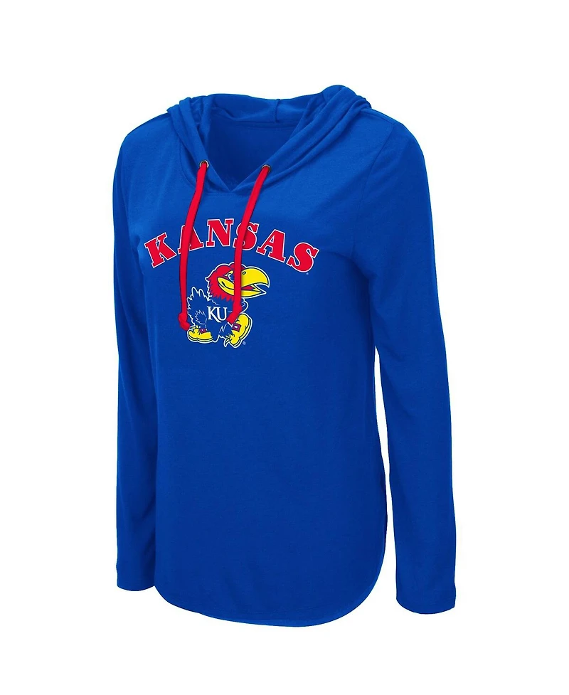 Colosseum Women's Royal Kansas Jayhawks My Lover Lightweight Hooded Long Sleeve T-Shirt