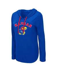 Colosseum Women's Royal Kansas Jayhawks My Lover Lightweight Hooded Long Sleeve T-Shirt