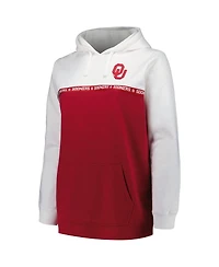 Profile Women's White/Crimson Oklahoma Sooners Plus Taping Pullover Hoodie