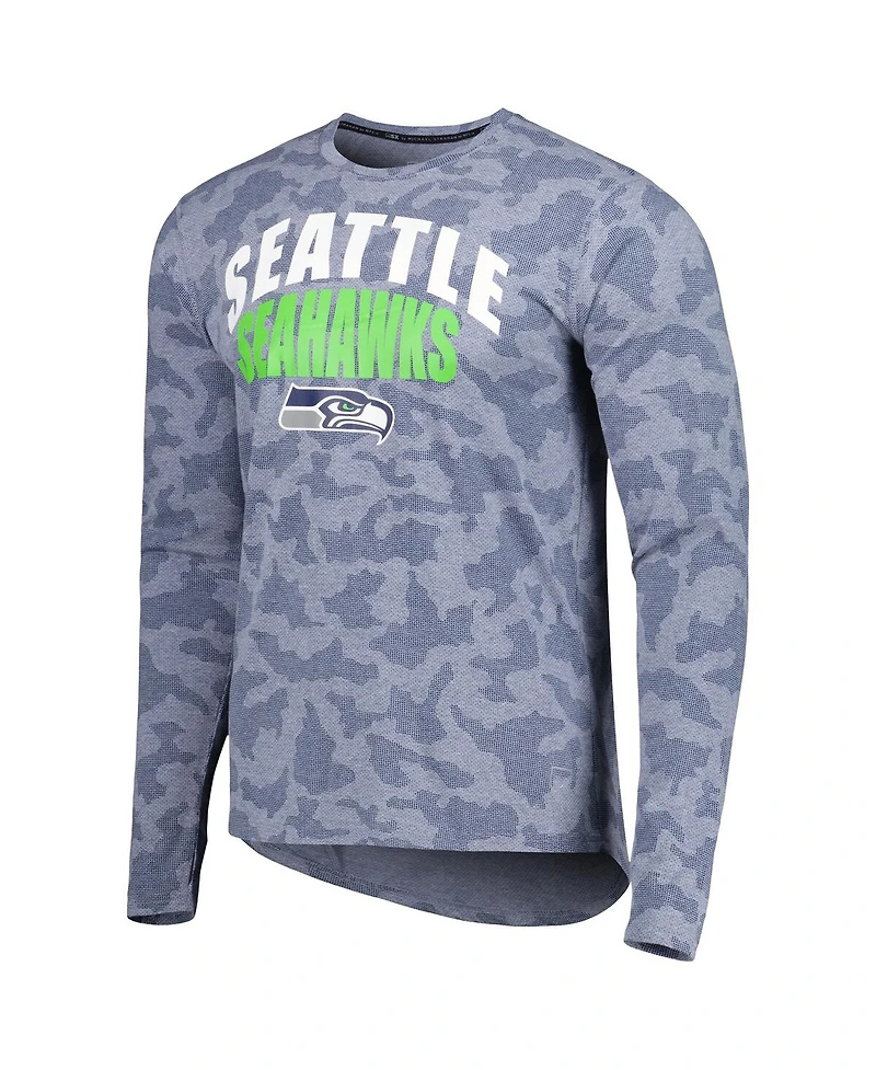 Msx by Michael Strahan Men's College Navy Seattle Seahawks Performance Camo Long Sleeve T-Shirt