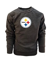 Wes & Willy Big Boys and Girls Black Pittsburgh Steelers Reversible Fleece Pullover Sweatshirt