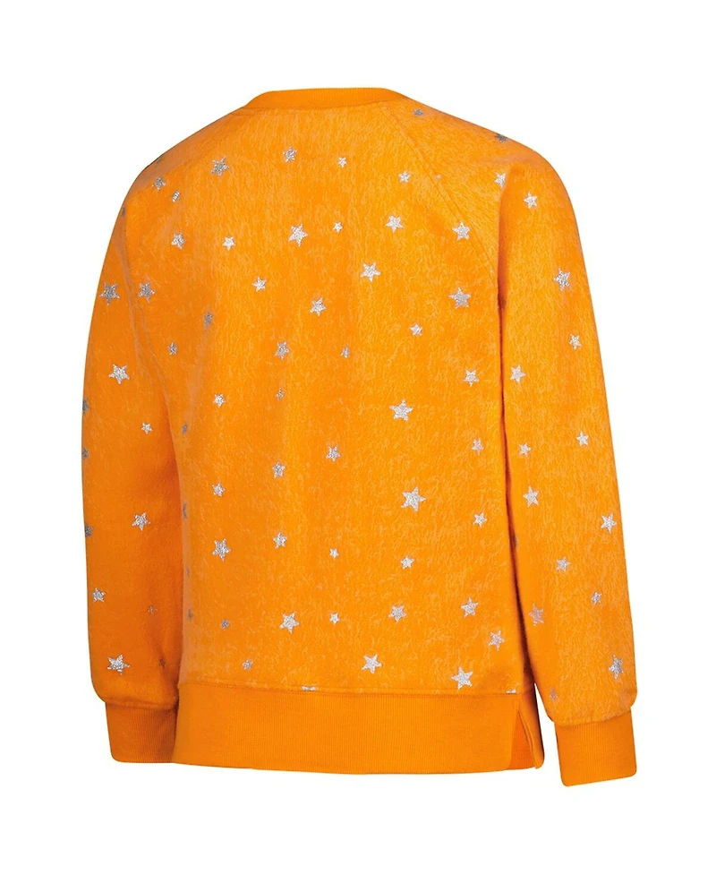 Wes & Willy Big Girls Tennessee Orange Volunteers Shimmer Star Reverse Sweatshirt