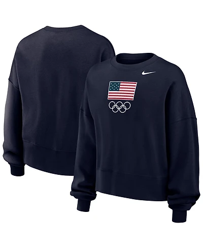 Nike Women's Navy Team Usa Oversized Phoenix Pullover Sweatshirt