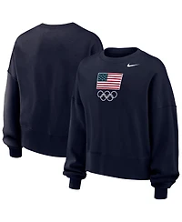 Nike Women's Navy Team Usa Oversized Phoenix Pullover Sweatshirt