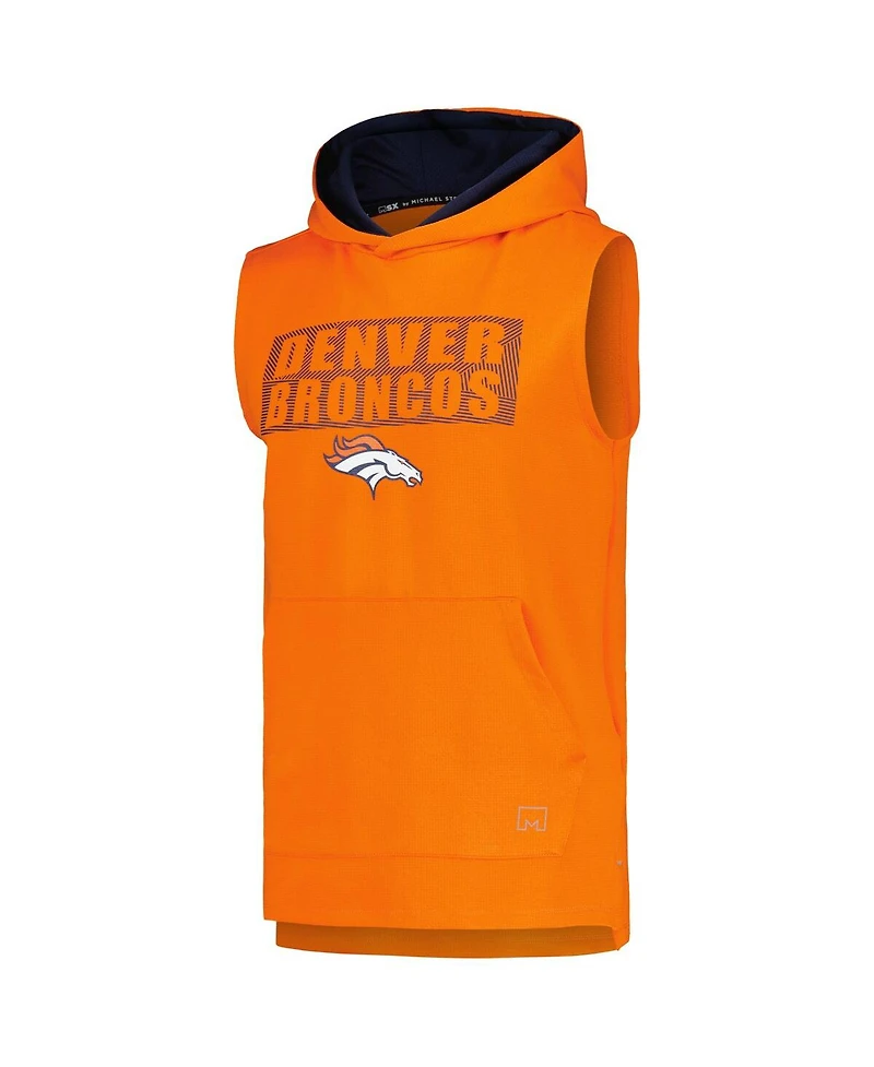 Msx by Michael Strahan Men's Orange Denver Broncos Marathon Sleeveless Pullover Hoodie