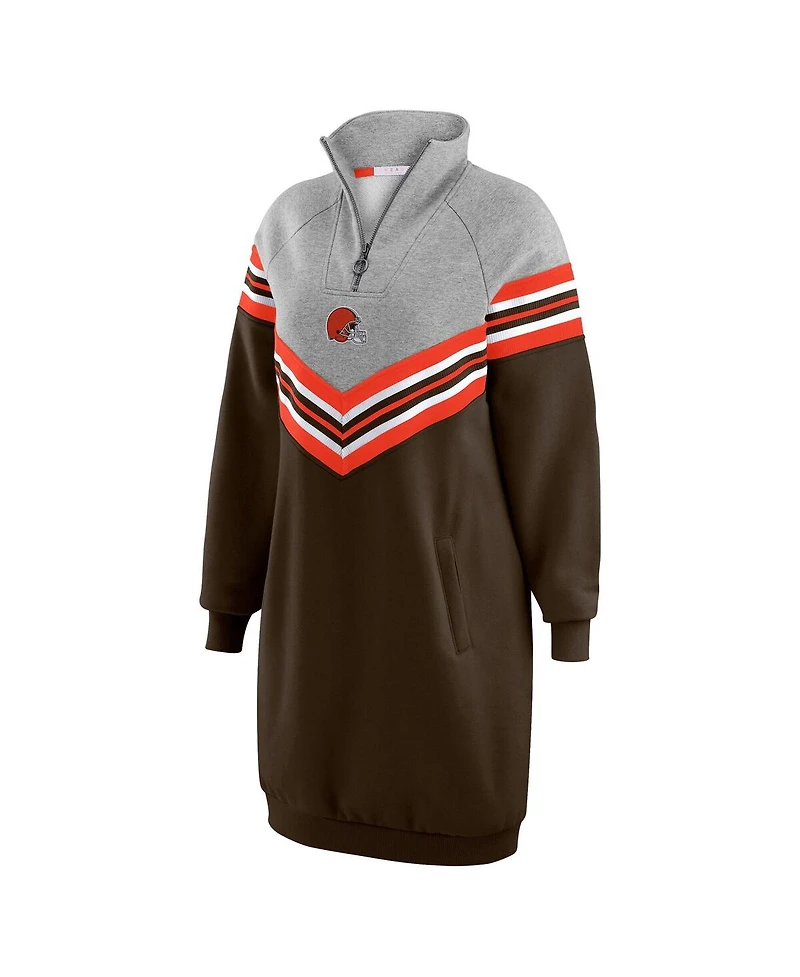 Wear by Erin Andrews Women's Brown/Heather Gray Cleveland Browns Chevron Stripe Dress