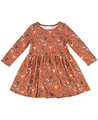 ZooZatz Girls Toddler Texas Orange Texas Longhorns Allover Print Long Sleeve Dress
