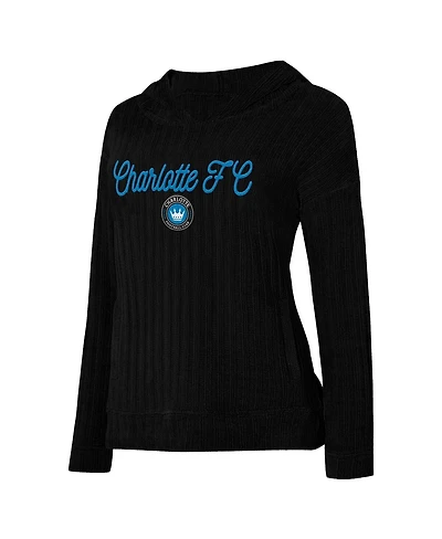 Concepts Sport Women's Black Charlotte Fc Linger Long Sleeve Hooded Top