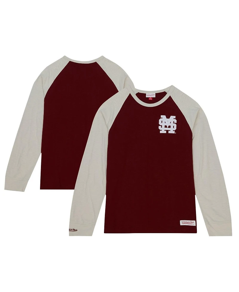 Mitchell & Ness Men's Maroon Mississippi State Bulldogs Legendary Slub Raglan Long Sleeve T-Shirt
